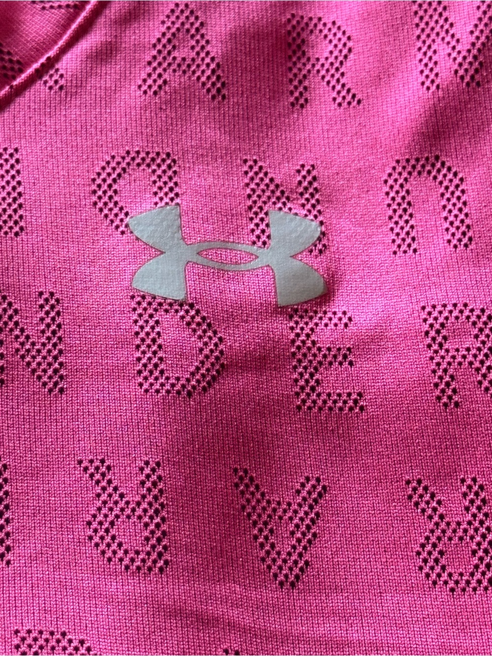 Under Armour Hot Pink Perforated top with Silver Logo